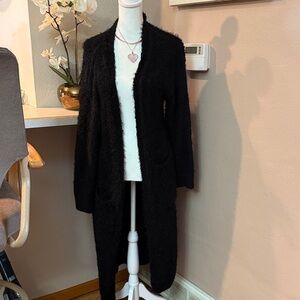 NWT BiBi Black Fuzzy Longline Cardigan